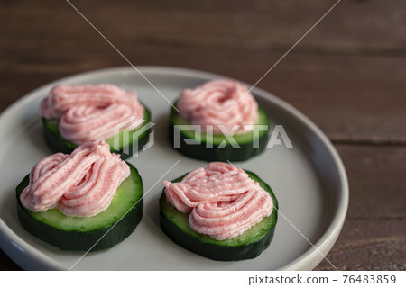 Tarama with cucumber snacks Tarama with cucumber snacks 76483859
