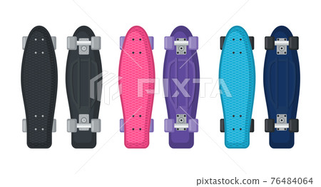 Set of longboard icon in flat style isolated on... - Stock Illustration ...