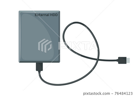 External hard drive disk icon in flat style isolated on white background. External hard drive disk icon in flat style isolated on white background. 76484123