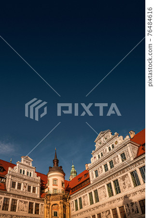 Historical center and colorful painted buildings in downtown of Dresden in summer with blue sky, Germany Historical center and colorful painted buildings in downtown of Dresden in summer with blue sky, Germany 76484616