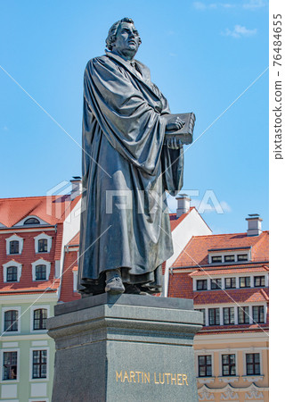 Monument of Martin Luther at Neumarkt square in downtown of Dresden, a theologist, composer, priest, who has started Reformation in Catholic Church, Germany, details, closeup.. Monument of Martin Luther at Neumarkt square in downtown of Dresden, a theologist, composer, priest, who has started Reformation in Catholic Church, Germany, details, closeup.. 76484655
