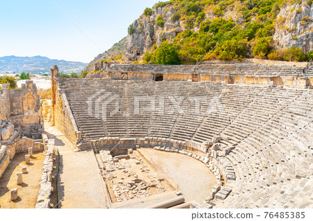 Ruins of ancient Greek-Roman amphitheatre in Myra. Demre, Turkey 76485385