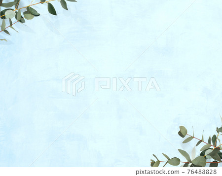 Refreshing image background composed of blue walls and eucalyptus leaves-there are multiple variations Refreshing image background composed of blue walls and eucalyptus leaves-there are multiple variations 76488828