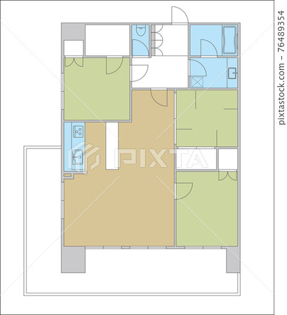 公寓3LDK+WIC的平面圖插圖我的家平面圖顏色 76489354