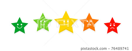 Five mood indicator star feedback icon set vector Five mood indicator star feedback icon set vector 76489741