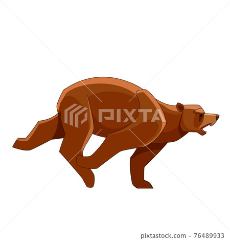 Big bear running. Flat vector style bear on white background. Wild forest creature with brown fur. Cartoon character of big mammal animal 76489933