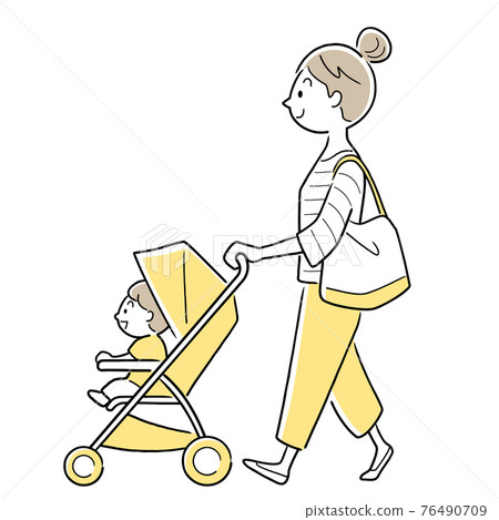 Vector Illustration Material: Stroller, Mom, Outing Vector Illustration Material: Stroller, Mom, Outing 76490709
