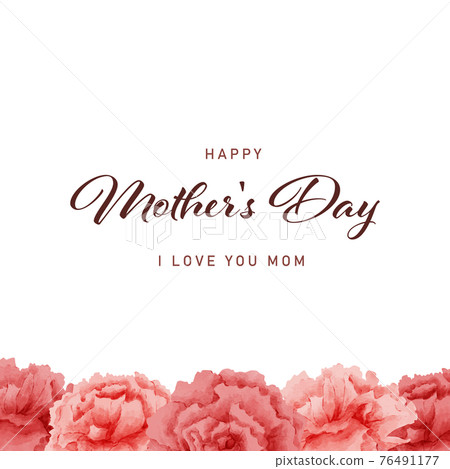 Mother's Day watercolor carnation frame square Mother's Day watercolor carnation frame square 76491177