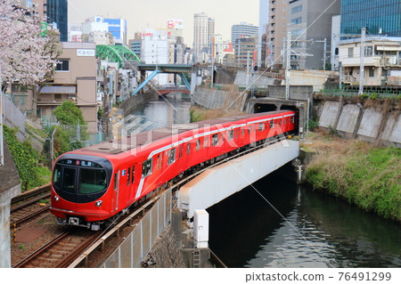 東京都千代田區御茶水站附近的東京地鐵 2000 系列列車和櫻花 東京都千代田區御茶水站附近的東京地鐵 2000 系列列車和櫻花 76491299