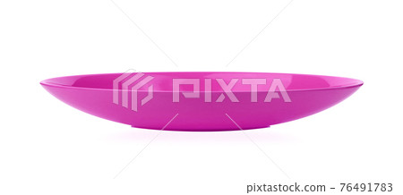 Purple plate isolated on white background 76491783