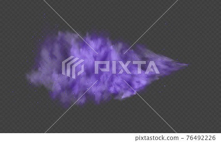 Purple dust. Abstract blurry smoke with purple particles. Violet smoke or dust isolated on transparent background. Abstract mystical gas. Vector illustration. 76492226