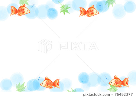 淡水水面及金魚手繪水彩框 淡水水面及金魚手繪水彩框 76492377