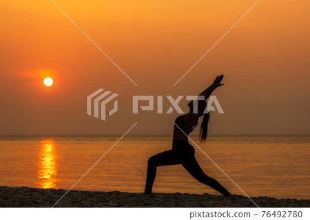 Lifestyle woman yoga exercise and pose for healthy life. Lifestyle woman yoga exercise and pose for healthy life. 76492780