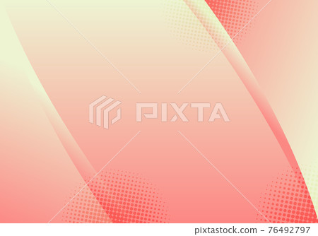 Abstract simple background pink and yellow gradient color curve line layered with halftone minimal style. 76492797