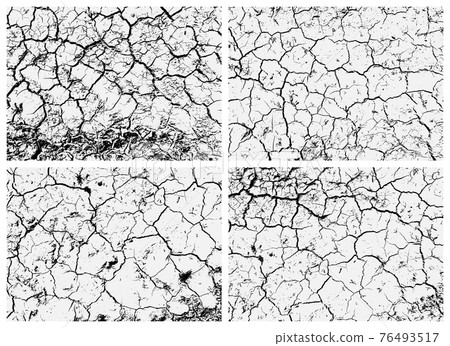 Set of cracked earth textures. Black and white... - Stock Illustration ...