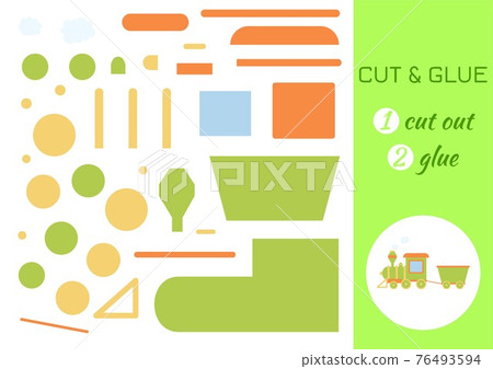Cut and glue paper cartoon green train. Cut and paste craft activity page. Educational game for preschool children. DIY worksheet. Kids logic game, activities jigsaw. Vector stock illustration. Cut and glue paper cartoon green train. Cut and paste craft activity page. Educational game for preschool children. DIY worksheet. Kids logic game, activities jigsaw. Vector stock illustration. 76493594