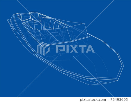 Modern boat with seats. Vector 76493695