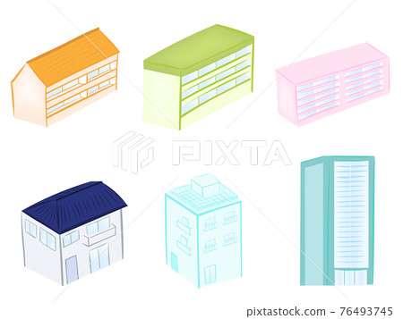 Colorful dwelling illustration set Colorful dwelling illustration set 76493745