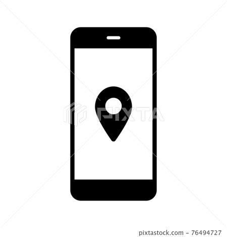 地圖 當前位置 目的地標記 智能手機圖標(剪影) 地圖 當前位置 目的地標記 智能手機圖標(剪影) 76494727