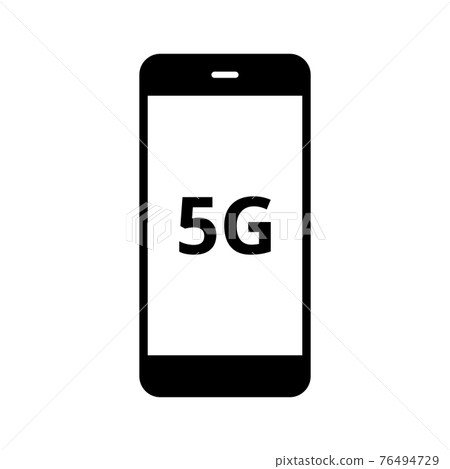 5G 互聯網智能手機圖標（剪影） 76494729