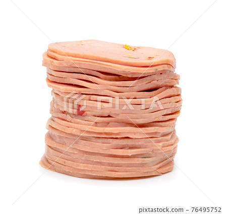 bologna sliced isolated on white background bologna sliced isolated on white background 76495752