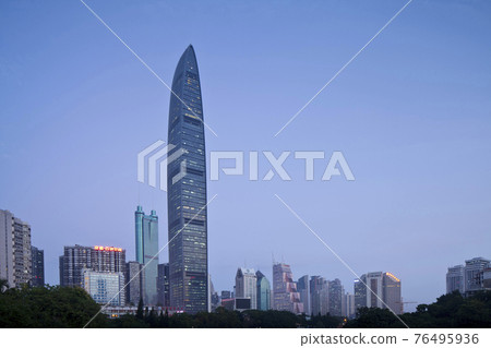 KingKey Financial Center(kk100) at night time in Shenzhen,China.  76495936
