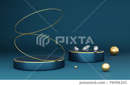 podium empty with diamond and geometric shapes in blue composition for modern stage display and minimalist mockup ,abstract showcase background ,Concept 3d illustration or 3d render podium empty with diamond and geometric shapes in blue composition for modern stage display and minimalist mockup ,abstract showcase background ,Concept 3d illustration or 3d render 76496101