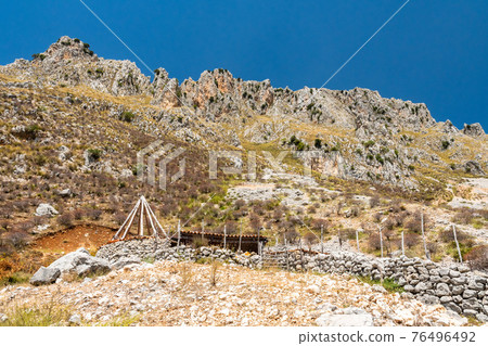 View of Rocca del Crasto near Alcara Li Fusi town in the Nebrodi Park, Sicily View of Rocca del Crasto near Alcara Li Fusi town in the Nebrodi Park, Sicily 76496492