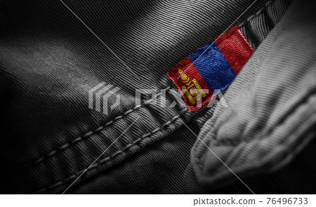 Tag on dark clothing in the form of the flag of the Mongolia 76496733