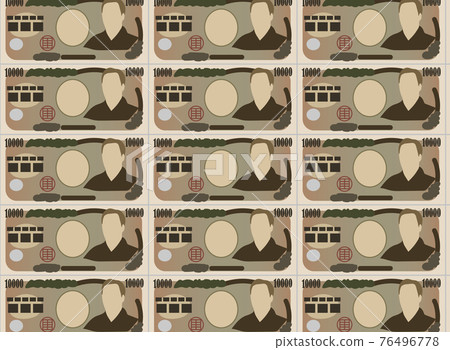 日元 10,000 日元鈔票插圖背景 日元 10,000 日元鈔票插圖背景 76496778