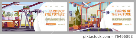 Farms of future website with glass greenhouse 76496898