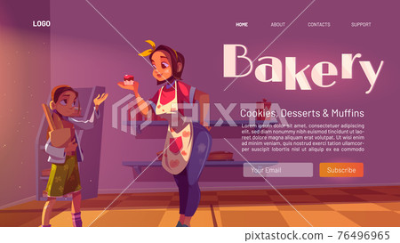 Bakery cartoon landing page, bake house production 76496965