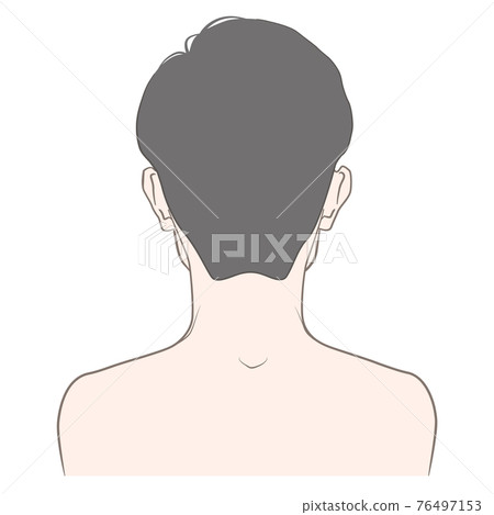 [With hair] Illustration of the back, back, and back of the head of a man 76497153