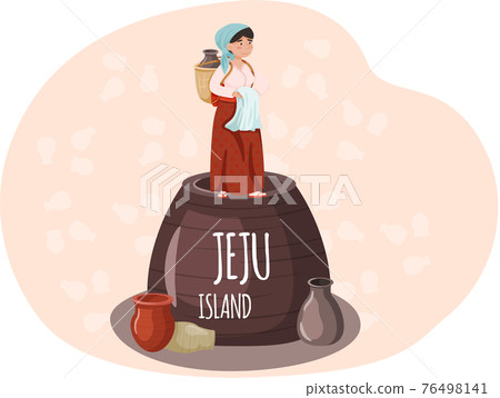 Female character in national costume. Welcome to Jeju island in South Korea. Local Jeju woman 76498141