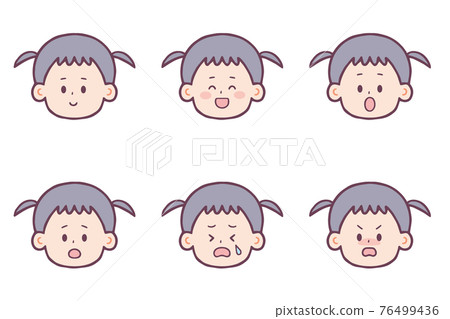 Girl face facial expression set - Stock Illustration [76499436] - PIXTA