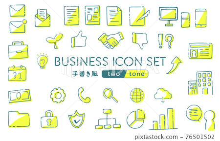 Handwritten style business icon set two-tone color 76501502