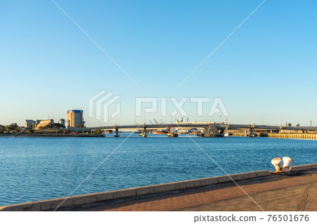 Bridge across Port River at sunset Bridge across Port River at sunset 76501676