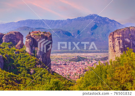 Holy Trinity Monastery, Meteora, Greece, sunset Holy Trinity Monastery, Meteora, Greece, sunset 76501832