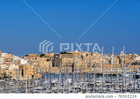 Valletta Skyline And Vittoriosa Yacht Marina In Malta 76503224