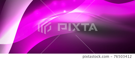 Shiny glowing neon wave, light lines abstract background. Magic energy and motion concept. Vector wallpaper template 76503412