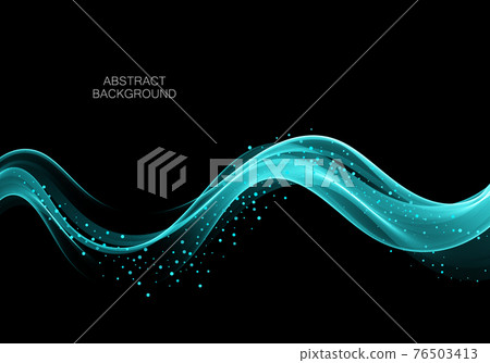 Smooth transparent flow of smoky wave on dark background Abstract vector wave background Smooth transparent flow of smoky wave on dark background Abstract vector wave background 76503413