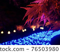 光亮的河流和燈火通明的秋葉 76503980