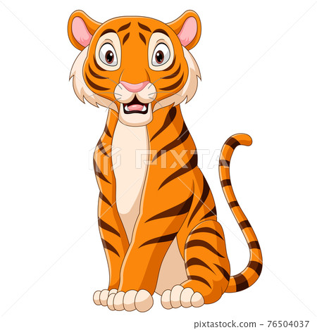 Cartoon tiger sitting on white background Cartoon tiger sitting on white background 76504037