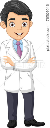 Cartoon young male doctor standing Cartoon young male doctor standing 76504046