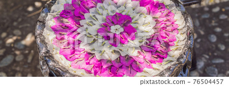 A pattern of flowers in a container with water, spa concept BANNER, LONG FORMAT A pattern of flowers in a container with water, spa concept BANNER, LONG FORMAT 76504457