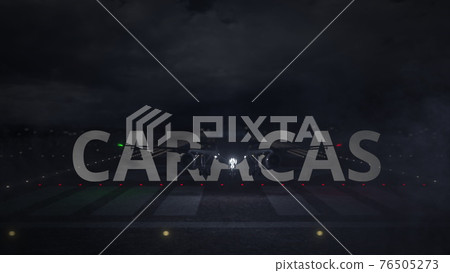 Airplane taking off from the airport with CARACAS city name, 3d rendering 76505273