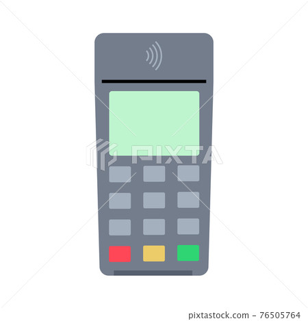 Pos terminal icon. Vector illustration in flat style on white isolated background. Pos terminal icon. Vector illustration in flat style on white isolated background. 76505764