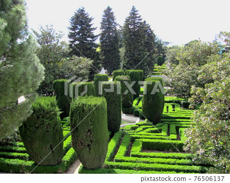 View of the garden of the Royal Palace of Madrid, Spain 76506137