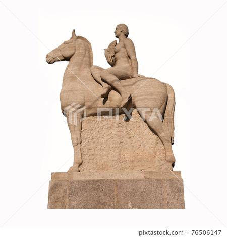 Monument of a naked women on horse in Geneva, Switzerland, Swiss Monument of a naked women on horse in Geneva, Switzerland, Swiss 76506147