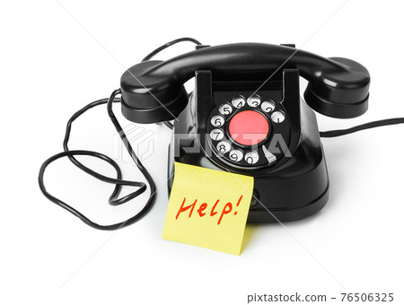 Vintage telephone and paper Help Vintage telephone and paper Help 76506325